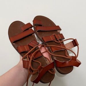 Mossimo Supply Co. Brown Lace-Up Strappy Gladiator Sandals